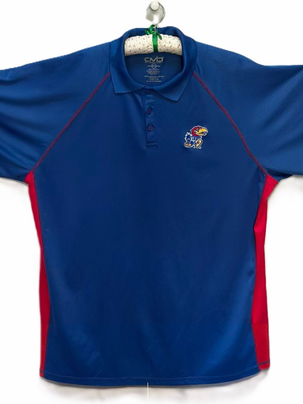 Kansas Jayhawks OVB Men’s 3XLT Blue Red Performance Polo KU NCAA